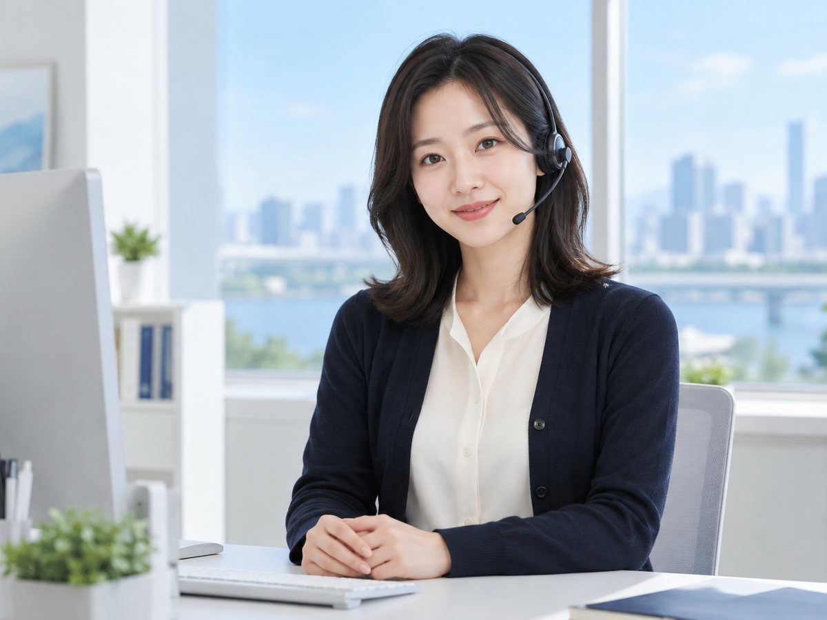 노래방 카드단말기 수수료 · 밝은 사무실에서 상담을 준비하는 여성 상담원(연출 사진)